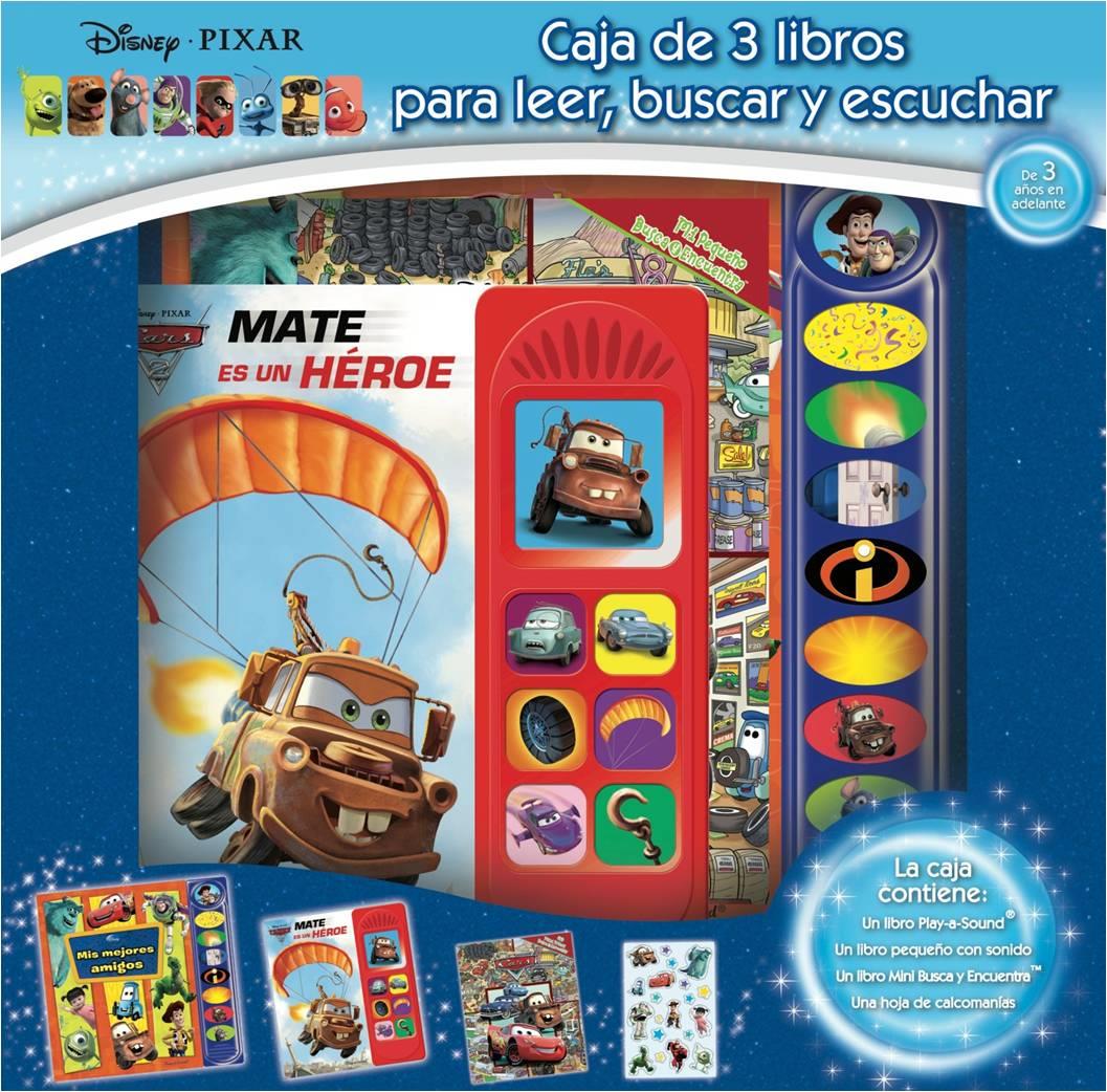 Disney pixar caja de 3 libros, para leer, buscar y escuchar